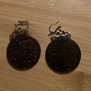 Vintage Boho Dangling Pierced earring look brass metal and plastic or melanin.